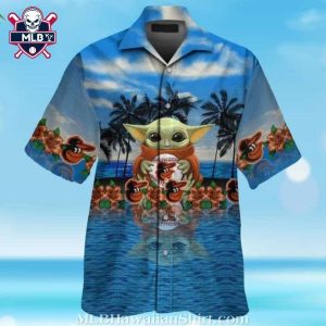 Unique Baltimore Orioles Tropical Hawaiian Shirt With Baby Yoda Beach Scene