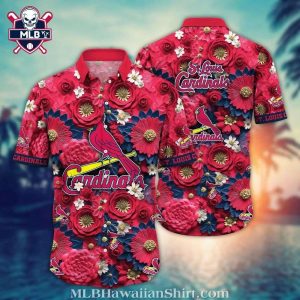 Vibrant Floral St Louis Cardinals Red Aloha Shirt