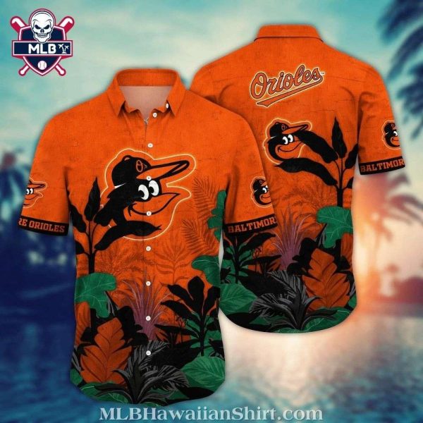 Vibrant Orioles Jungle Flora And Team Mascot Hawaiian Shirt