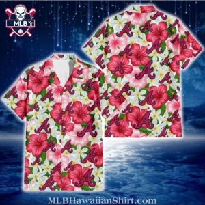 Vibrant Red Floral Atlanta Braves Tropical Hawaiian Shirt