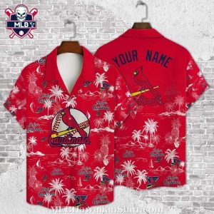 Vibrant Red Palm And Baseball St. Louis Cardinals Tropical Shirt