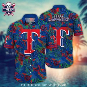 Vibrant Texas Rangers Tropical Hibiscus Hawaiian Shirt
