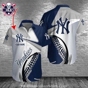 Vintage Baseball Stitching NY Yankees Personalized Aloha Shirt