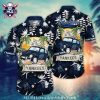 Yankees Fierce Skull Lightning Custom Name Navy Tropical Shirt