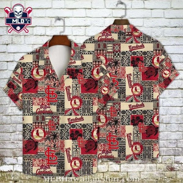 Vintage Red And Beige Patchwork St. Louis Cardinals Aloha Shirt