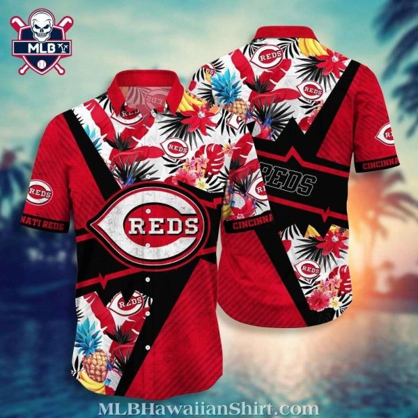 Vivid Floral Pitch – Cincinnati Reds Tropical Hawaiian Shirt