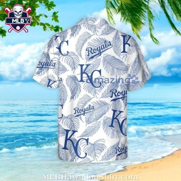 White And Blue Leaf Pattern KC Royals Aloha Shirt