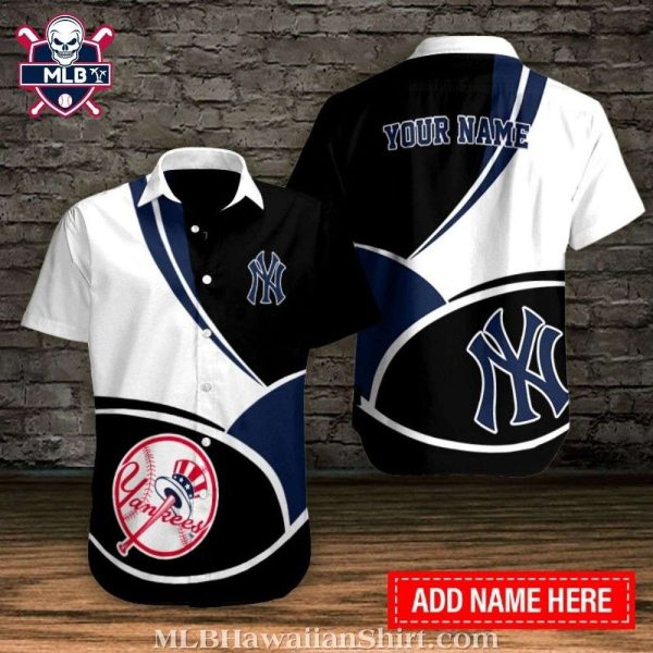 Yankees Aloha Shirt With Red Yankee Logo And Sleek Curved Design