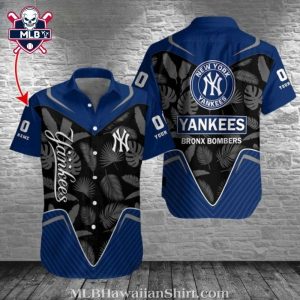 Yankees Aloha Shirt With Tropical Palm And Bronx Bombers Typography