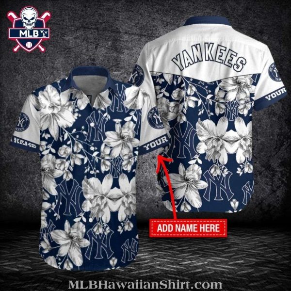 Yankees Floral Pattern Custom Name Tropical Shirt