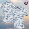 Yankees Blue Glimmer Custom Name Hawaiian Shirt In Textured Navy