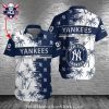 Yankees Tropical Shirt With Diagonal Stripe And Geometric Pattern