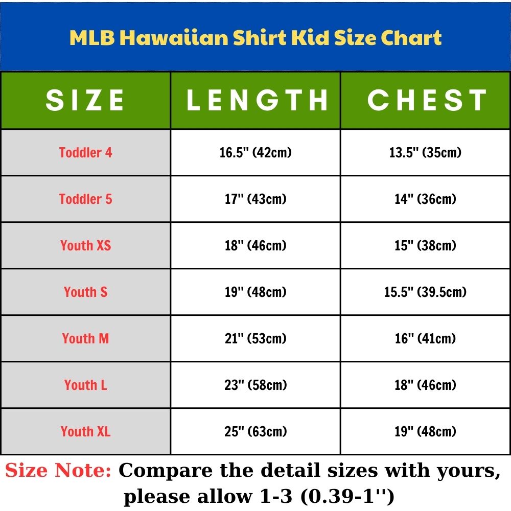hawaiian shirt size chart