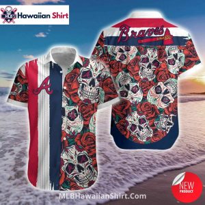 Atlanta Braves Sugar Skull Rose Aloha Shirt