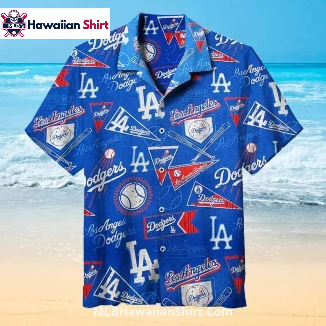 Banner And Baseball Themed LA Dodgers Hawaiian Shirt Royal Banner And Baseball Themed LA Dodgers Hawaiian Shirt Royal