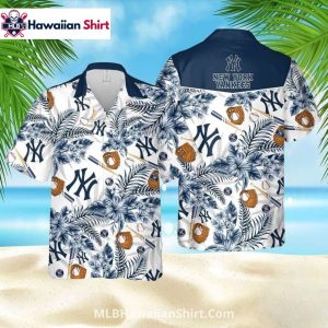 Baseball Gear NY Yankees Hawaiian Shirt With Navy Accents