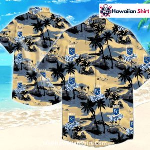 Beach Sunset KC Royals Aloha Shirt With Tropical Palms
