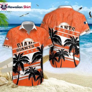 Beach Sunset SF Giants Aloha Shirt With Palm Tree Print