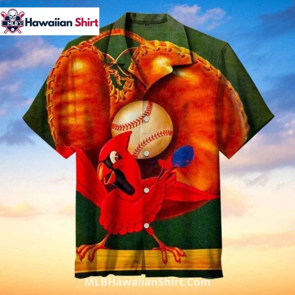 Big Baseball Glove St. Louis Cardinals Aloha Shirt Art