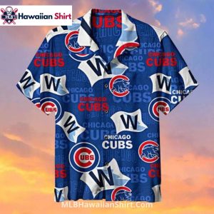 Big W Flag And Logo Pattern Cubs Hawaiian Shirt For Fans