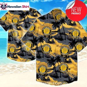Black And Gold Sunset Beach Pittsburgh Pirates Aloha Shirt