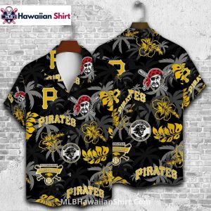 Black And Yellow Floral Pirates Hawaiian Shirt MLB Style