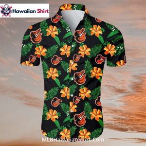 Black Floral Baltimore Orioles Aloha Shirt