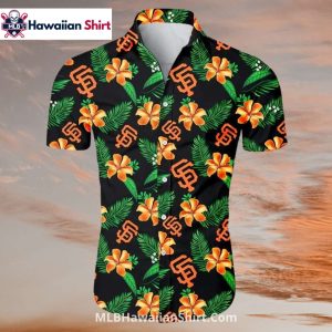 Black Floral Pattern San Francisco Giants Aloha Shirt