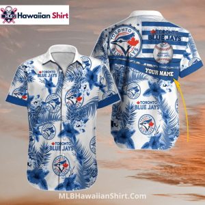 Blue Floral Custom Name Toronto Blue Jays Hawaiian Shirt