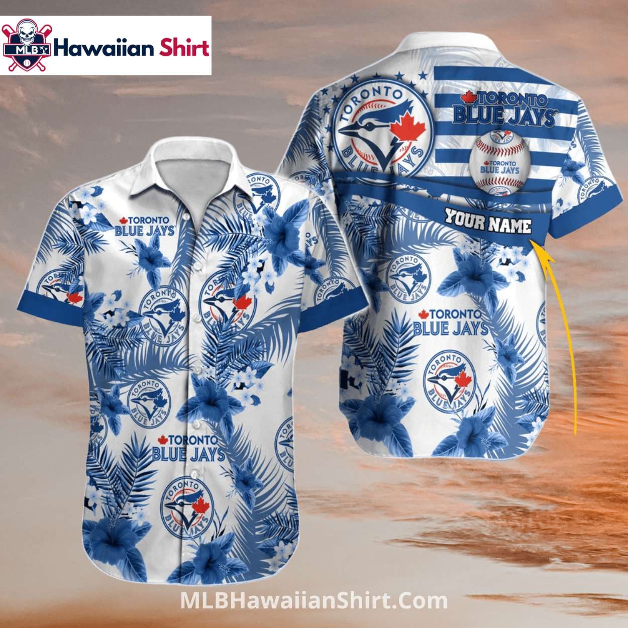 Blue Floral Custom Name Toronto Blue Jays Hawaiian Shirt Blue Floral Custom Name Toronto Blue Jays Hawaiian Shirt
