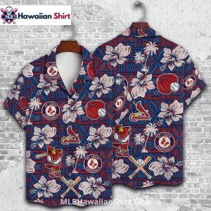 Blue Hibiscus St. Louis Cardinals Aloha Shirt Mix