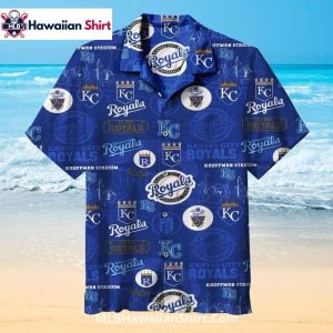 Blue KC Royals Hawaiian Shirt With Kauffman Stadium Logos