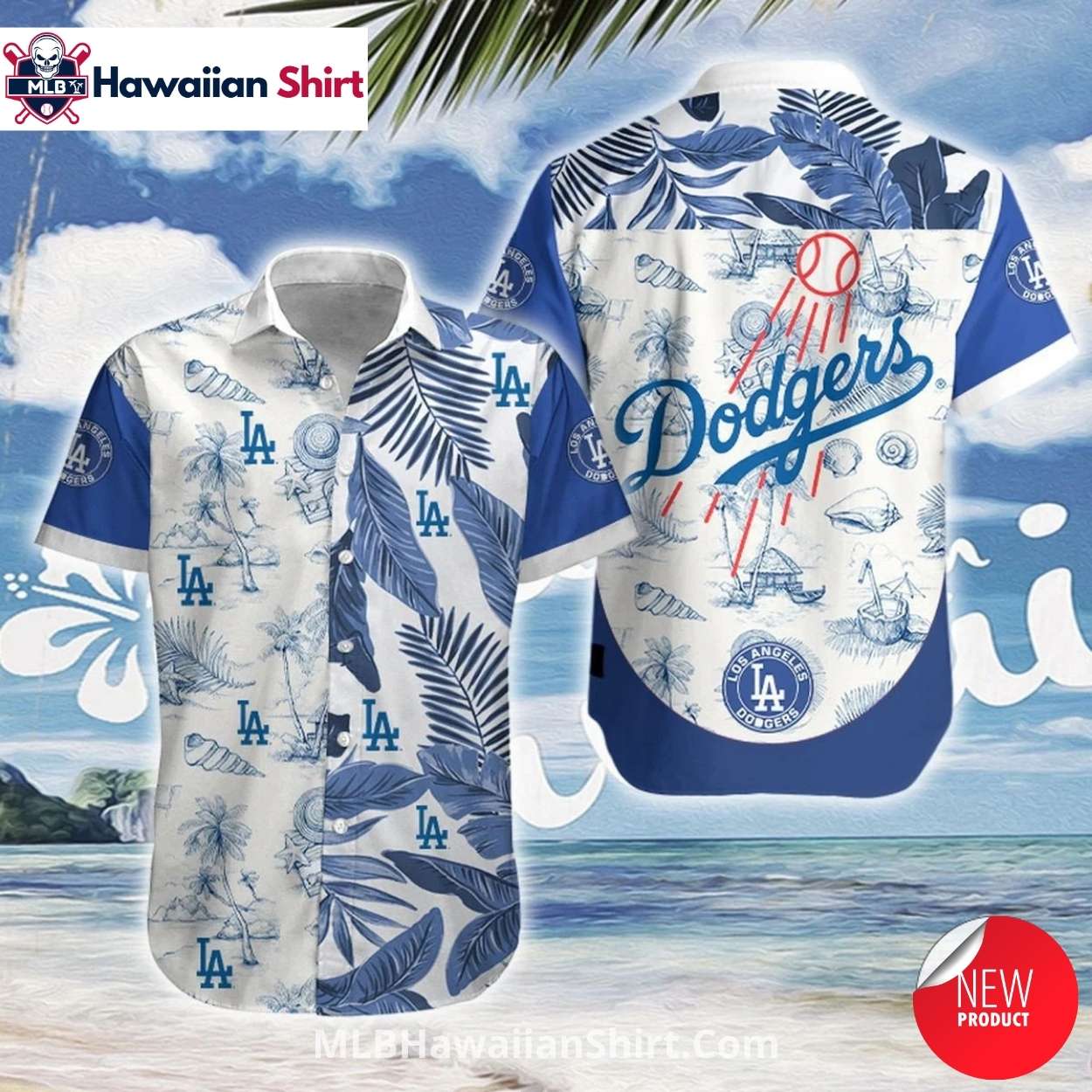 Blue Sketch Style LA Dodgers Hawaiian Shirt With Island Vibes Blue Sketch Style LA Dodgers Hawaiian Shirt With Island Vibes