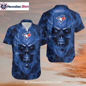 Blue Smoke Skull Design Toronto Blue Jays Aloha Shirt