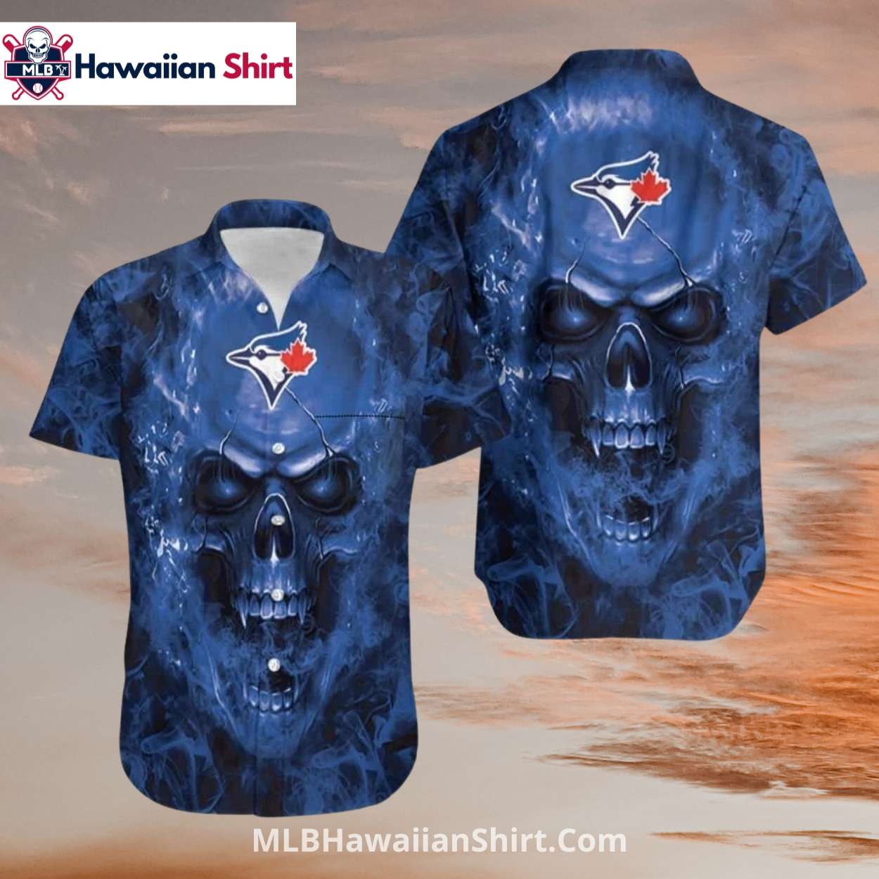 Blue Smoke Skull Design Toronto Blue Jays Aloha Shirt Blue Smoke Skull Design Toronto Blue Jays Aloha Shirt