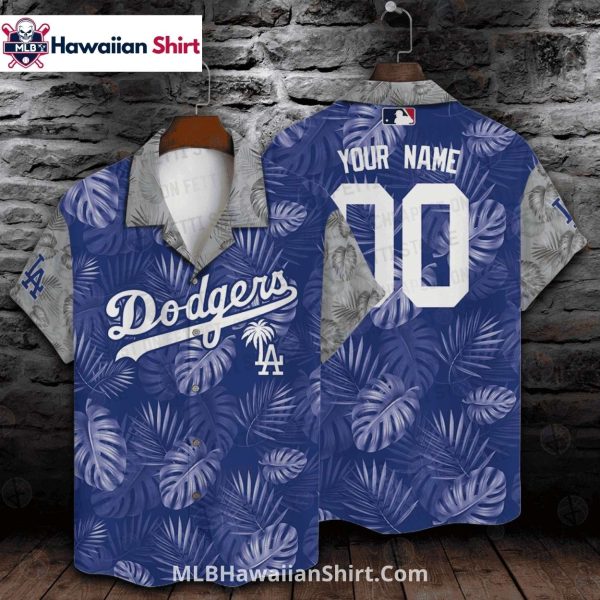 Blue Tropical Palm LA Dodgers Hawaiian Shirt With Gray Sleeves