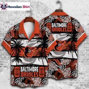 Bold Floral Splash Orioles Hawaiian Shirt Orange