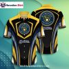 Abstract Yellow Navy Brewers Hawaiian Shirt Lightning Style
