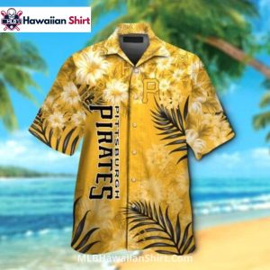 Bold Hibiscus Yellow Pittsburgh Pirates Aloha Shirt