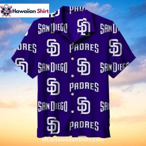 Bold Purple SD Logo San Diego Padres Hawaiian Shirt