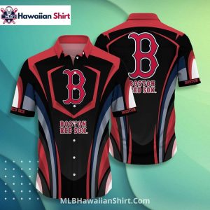 Bold Stripe Red Sox Hawaiian Shirt With Big B Logo