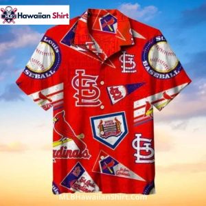 Bright Red Banner Logo St. Louis Cardinals Aloha Shirt