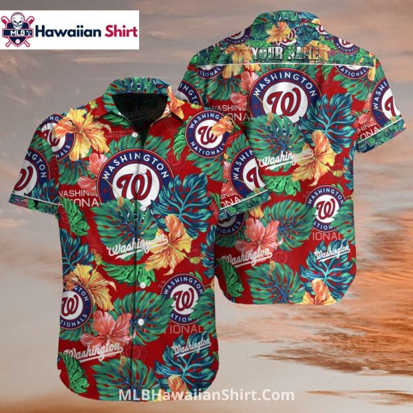 Bright Tropical Flowers Nationals Hawaiian Shirt Custom
