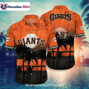 Burnt Orange Palm SF Giants Hawaiian Shirt