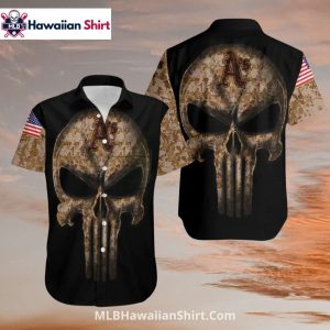 Camo Skull American Flag Oakland Athletics Aloha Shirt