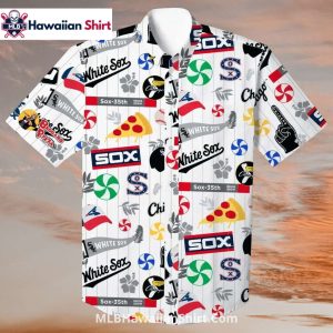 Candy And Pizza Fun Theme White Sox Hawaiian Shirt