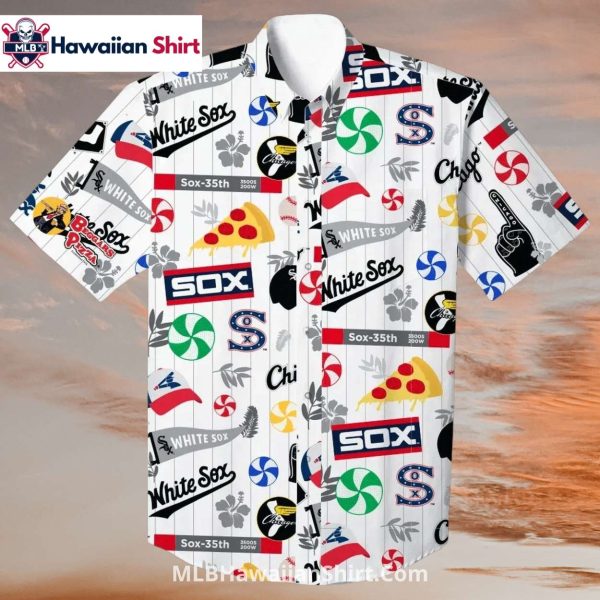Candy And Pizza Fun Theme White Sox Hawaiian Shirt