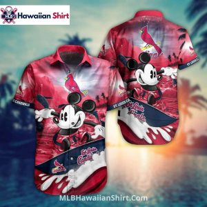 Cardinals Hawaiian Shirt With Dynamic Floral And Feather Accents
