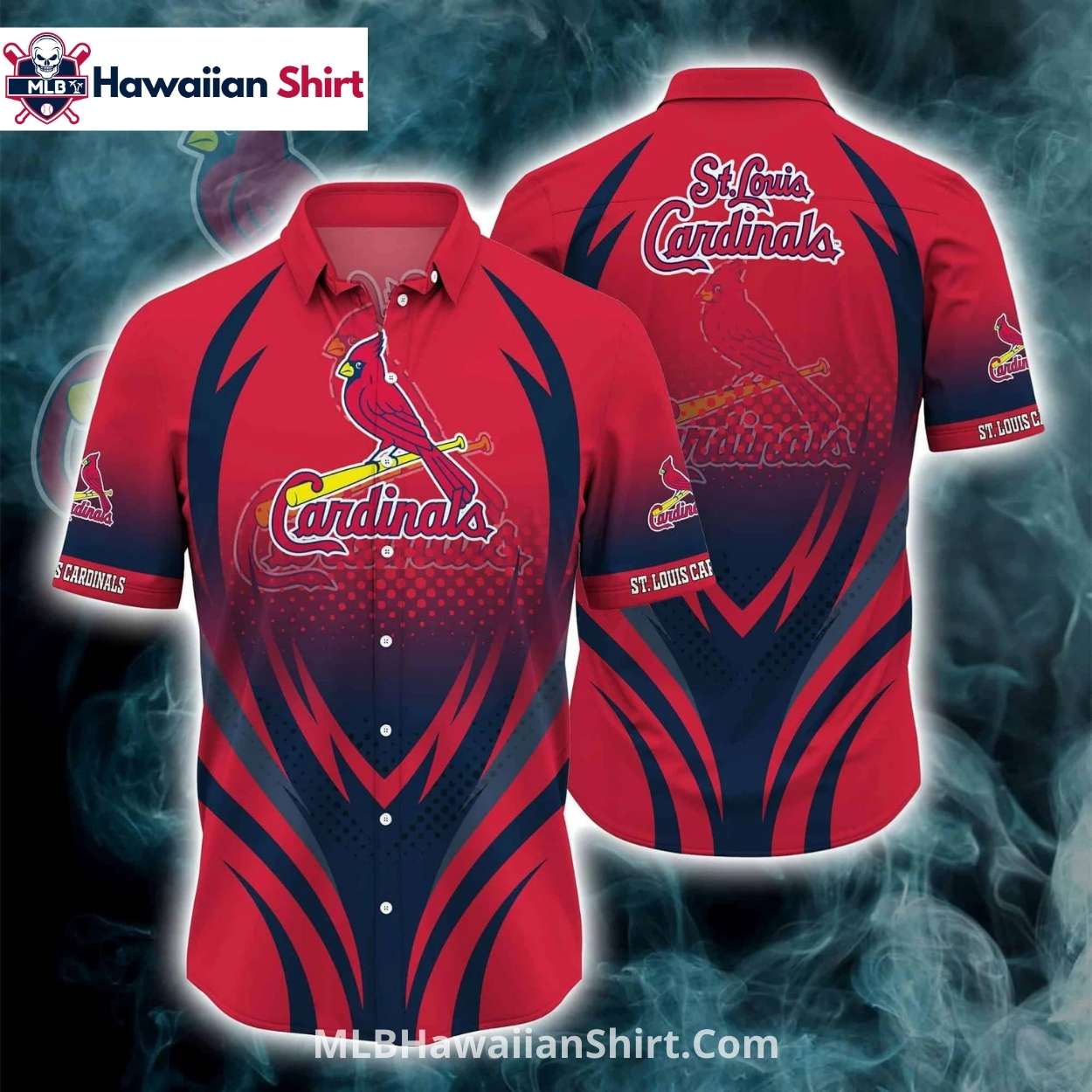 Cardinals Hawaiian Shirt With Vibrant Red And White Blossoms Cardinals Hawaiian Shirt With Vibrant Red And White Blossoms