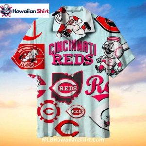 Cartoon Icons Cincinnati Reds Aloha Shirt Retro Look